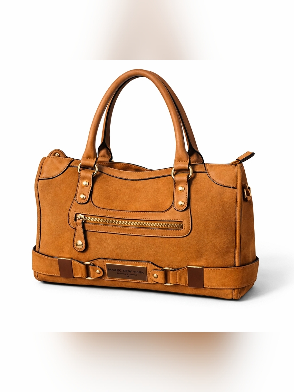 Andrew Marc Tan Faux Leather Satchel
